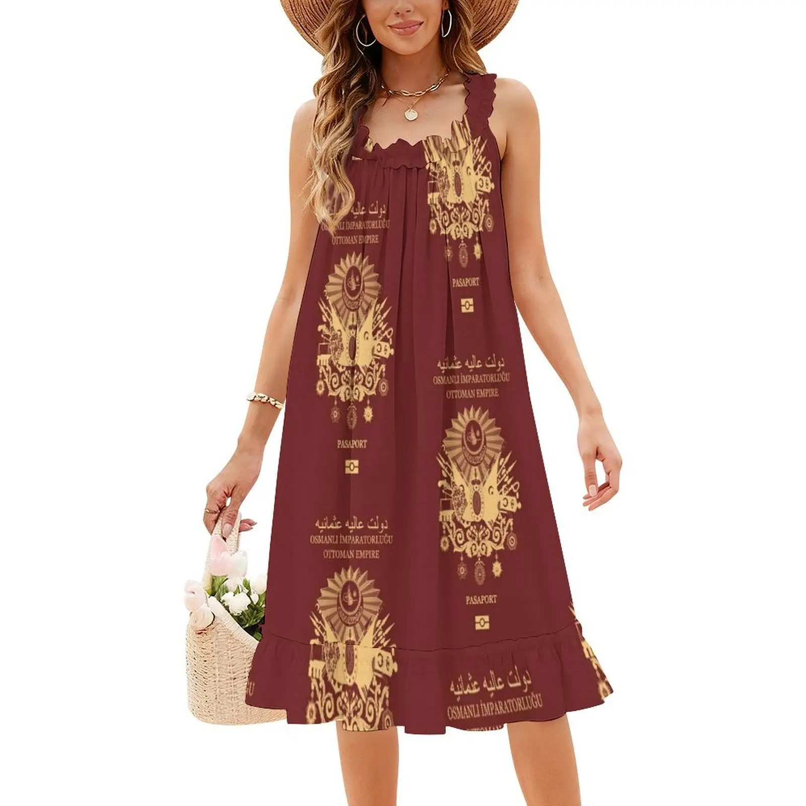 الإمبراطورية العثمانية جواز السفر البوهيمي بلا أكمام فستان متعدد المطبوعات شاطئ عطلة فستان الحفلات جواز السفر الإمبراطورية العثمانية العثمانية #4