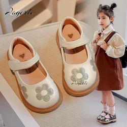 Primavera autunno nuove ragazze scarpe in pelle PU bambini piccoli moda principessa appartamenti coreano fiore ricamato per il tempo libero calzature per bambini