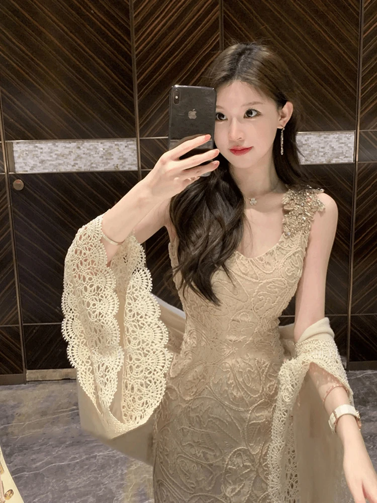 

Large Size Knitted V-Ne Dr Women's Early Autumn Gentle Wind Knit Cardigan Set Ele Lady Commuter Sle High Waist A-L...