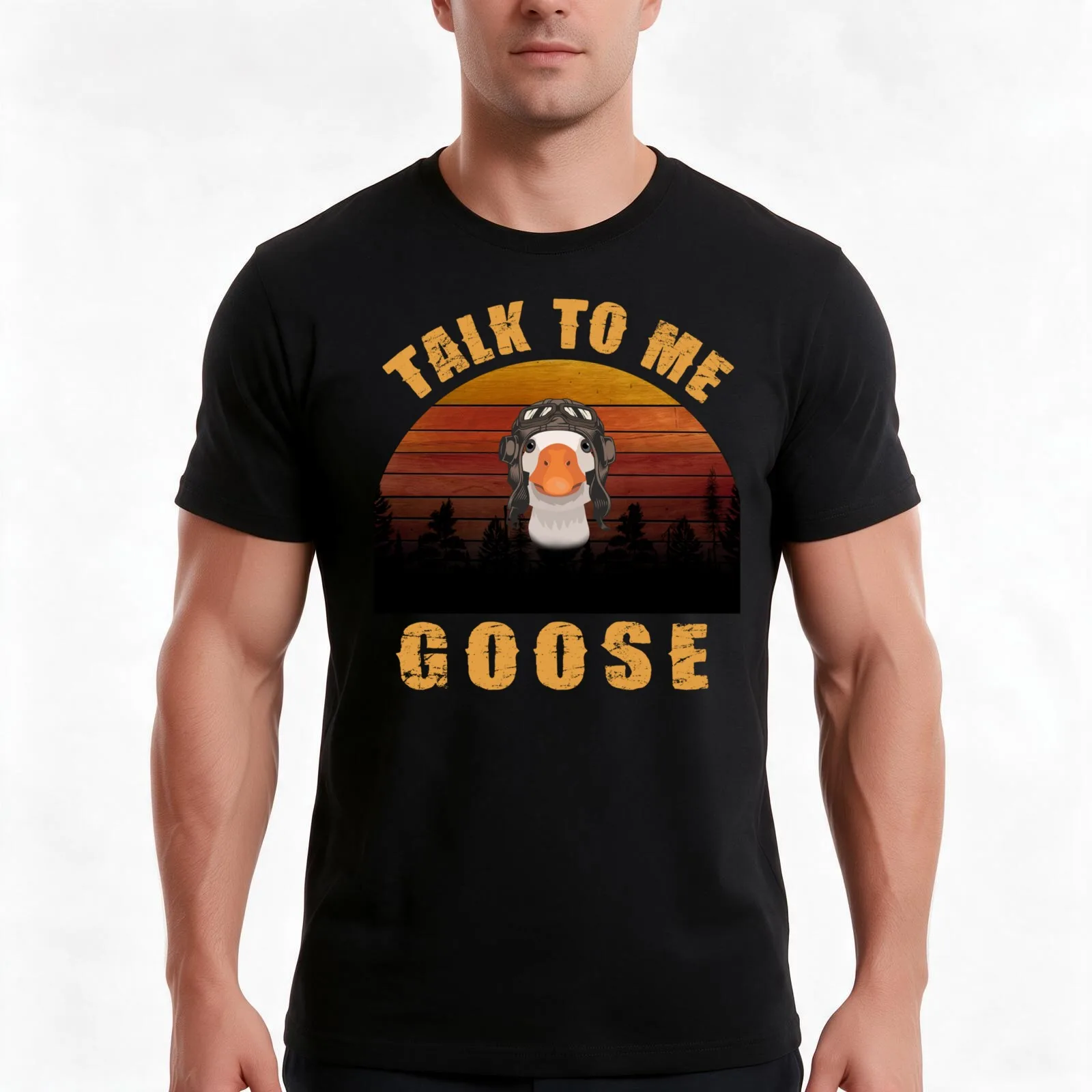 talk to me goose T-Shirt, Summer Casual Cotton Tee, Oversized Streetwear Tops, Vintage Graphic Print, Loose Fit Short Sleeve