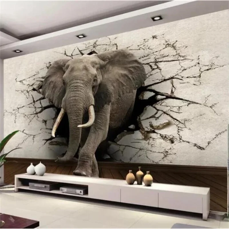 Custom Wallpaper 3D Stereo personality Relief elephant art mural Living room bedroom TV background hotel restaurant wall paper