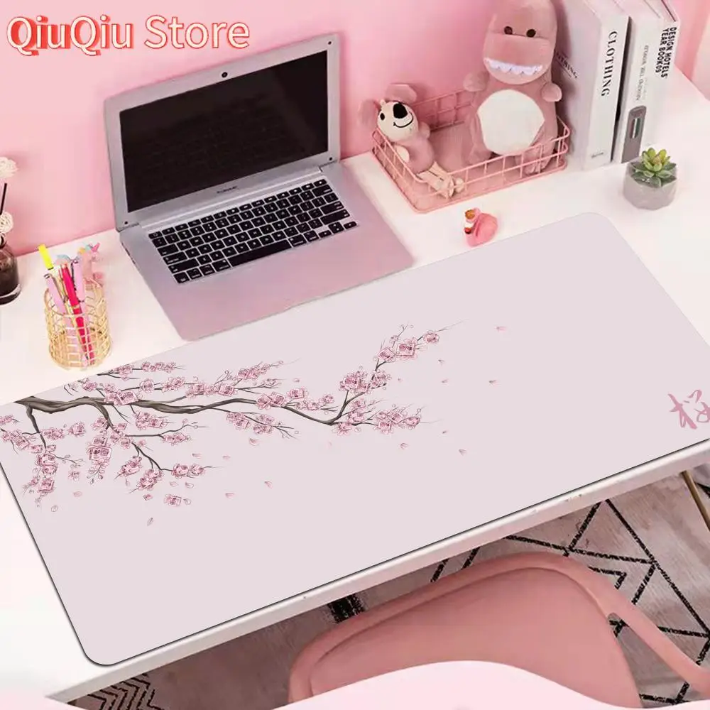 

Japan Cherry Blossom Mouse Pad Gray Laptops Gaming Deskmat Sakura Mousepad Anime Office Carpet Gamer Keyboard Computer Desks