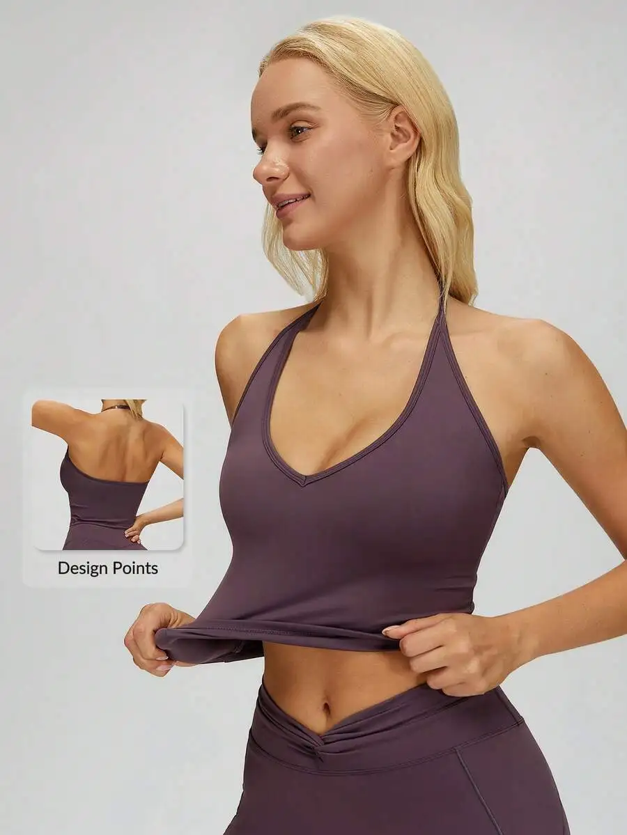 

High Elastic Padded Sports Bra For Women Breathable Skin Friendly Shockproof Comfort Gym Yoga Training Purple