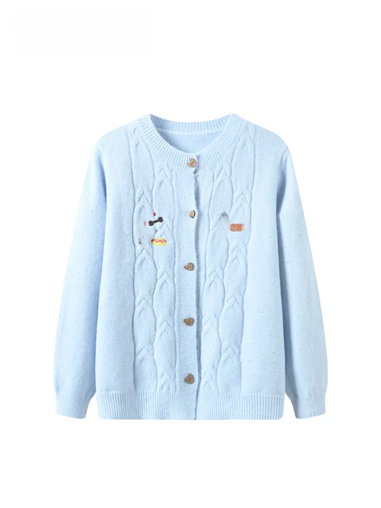 

Cara CLUB plus Size Long Sve round Ne Knitwear Women's Loose Versatile Age-Defng Faion Top for Plump Sisters