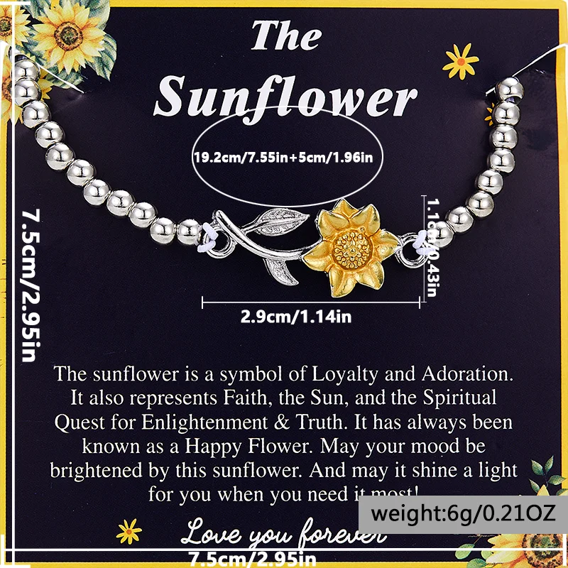 1 cute and stylish sunflower bracelet for mom and daughter, perfect gift for Mother's Day and daughter's birthday