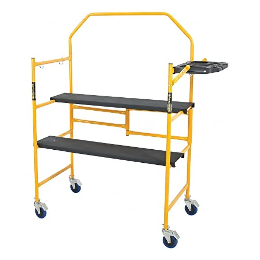 

4 Ft Scaffolding Platform Adjustable Foldable Rolling Scaffold with 4-Inch Locking Wheels for Construction DIY Projects