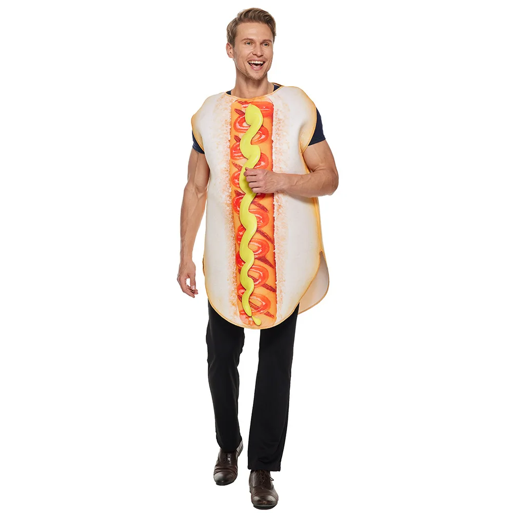 Kostium Hot Dog na Halloween 2020, nowy, popularny strój jedzenia, ubranie do występów, cosplay, kombinezon kiełbaski, rozmiar dla dorosłych, kostium sceniczny