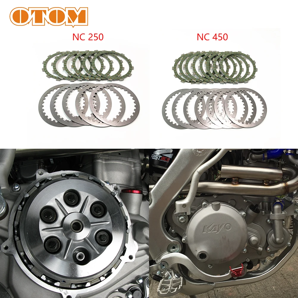 OTOM Motocycle Steel Clutch Friction Plates Disc Set For ZONGSHEN NC250 NC450 KAYO T6 K6 BSE J5 RX3 ZS250GY/450GY-3 4 Valves