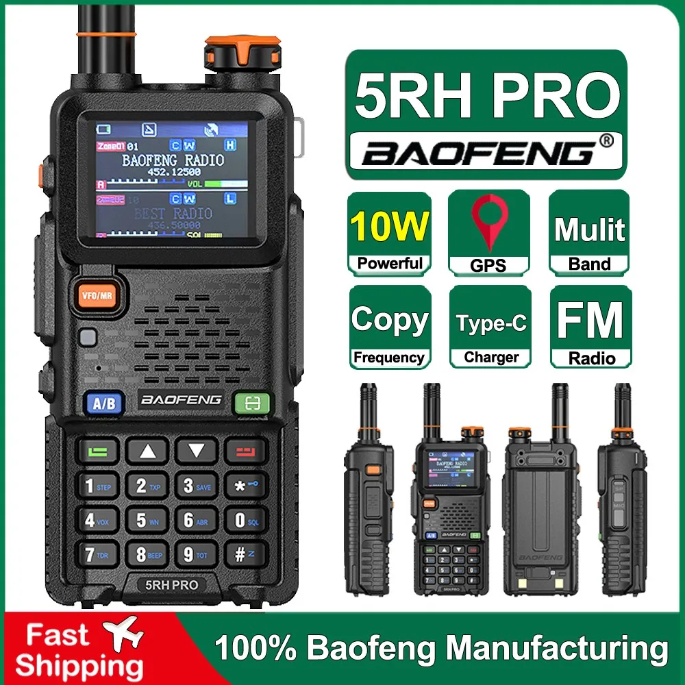 Baofeng UV 5RH Pro GPS لتحديد المواقع 10 واط كامل العصابات اسلكية تخاطب لاسلكي نسخة تردد Type-C شاحن ترقية UV 5R جهاز الإرسال والاستقبال #1