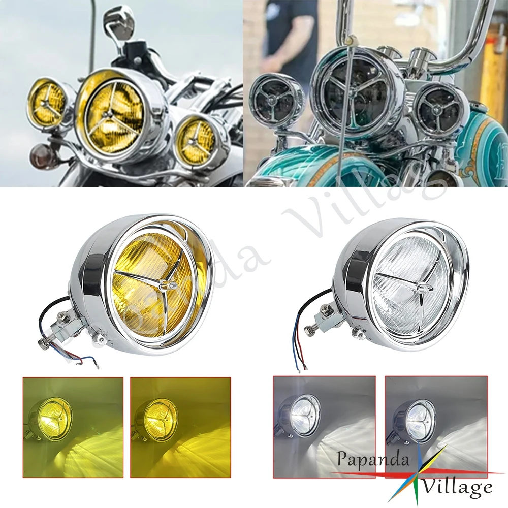 

4.5'' LED Classic Custom Brim Trim Cover Fog Lamps 7"Brim Trim Cover Headlight Chrome Motorcycle Fog Lights For Harley Road King
