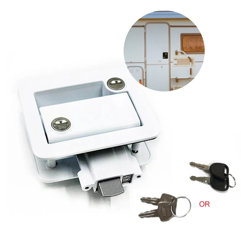 

094D RV Entry Door Lock with Paddle Trailer Safety Lock Panel Hardware Universal Metal Lock
