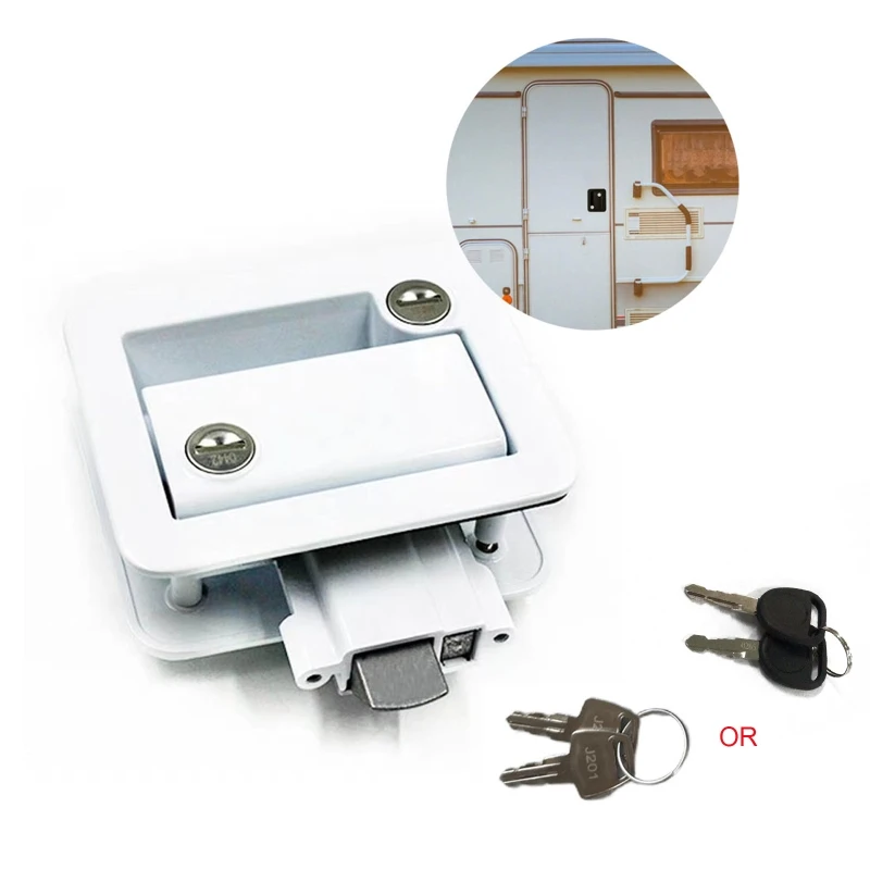 094D RV Entry Door Lock with Paddle Trailer Safety Lock Panel Hardware Universal Metal Lock