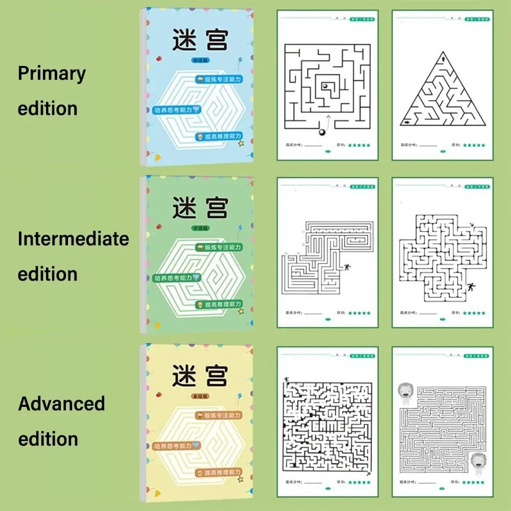 Multicolor Maze Training Livro, Papel, Diferentes Níveis de Dificuldade, Puzzle, Labirinto Jogo, Atenção Pensamento