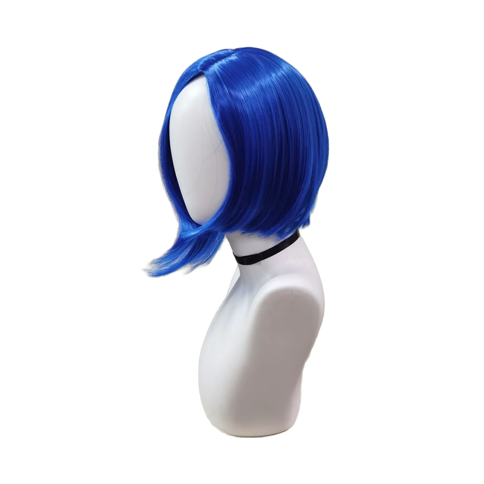 QQXCAIW Halloween Inside Out Sadness Blue Synthetic Wig Role Play Sadness blue Hair Wigs Party Daily Heat Resistant Hair