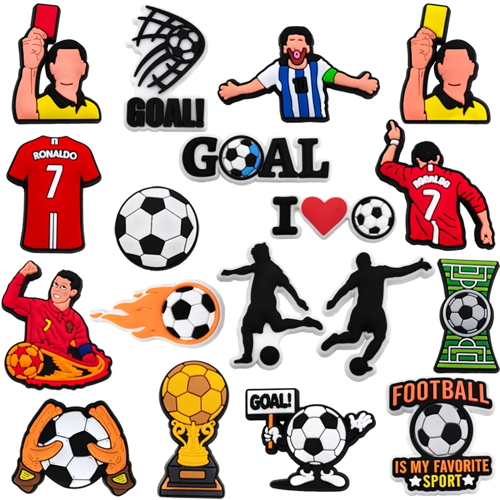 1pc Football Shoe Charms Design Shoe Decoration Fits For Charms PVC Shoe Accessories Kids Party Gifts