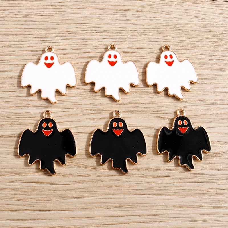 10 Stück 25x28mm Cartoon-Emaille Halloween-Fledermaus-Anhänger für Schmuckherstellung, Ohrringe, Halsketten, Armbänder, DIY-Bastelzubehör – Detail 2