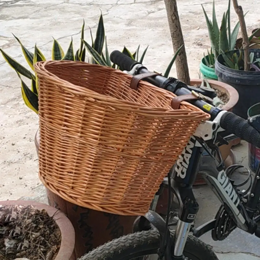 Bike Basket Durable Lightweight Bicycle Storage Basket Hand Woven Front Bike Basket Cycling Accessory