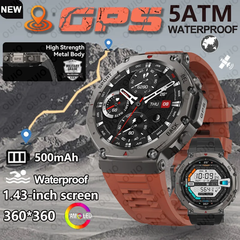 

Новинка 2025 года, умные часы с мультисастелитовым позиционированием, 500 мАч, 1,43 AMOLED, 5 атм, водонепроницаемые, пульсометр, 170 + умные часы для спортивного выбора