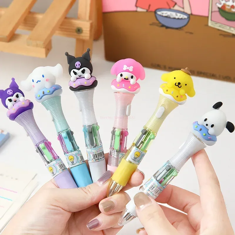 Imagem -04 - Sanrio Multicolor Caneta Esferográfica Luz Criativa Kawaii Papelaria Escola Kawaii Kuromi Imprensa Canetas Cores Novo Atacado 18 Pcs 36 Pcs