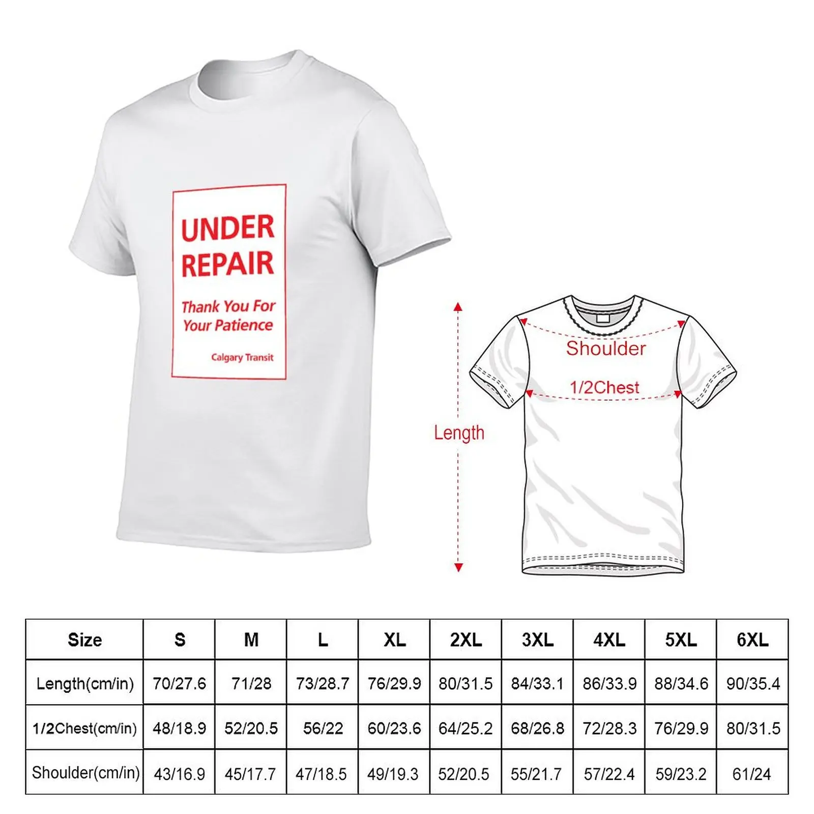 Calgary Transit Under Repair T-Shirt designer shirts rapper graphic tees Men's t-shirt
