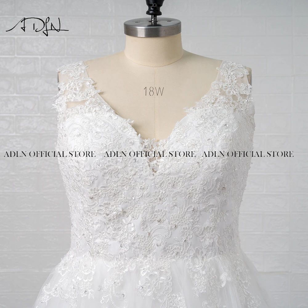 Elegant V-Neck Appliqued Plus ขนาดงานแต่งงานชุด Custom-Made Organza Lace-Up A-Line ขนาดใหญ่ชุดเจ้าสาว Robe De mariage