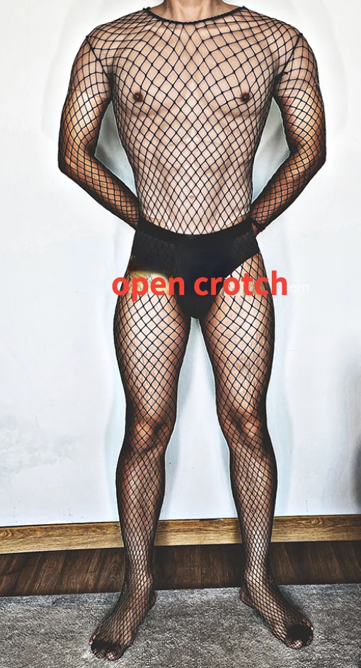 Mens Body Stockings Sexy Bodysuits for Husband Gift Male Nightwear Sissy Fashion Fishnet Body Suit Sissy Fetish Party Club Wear