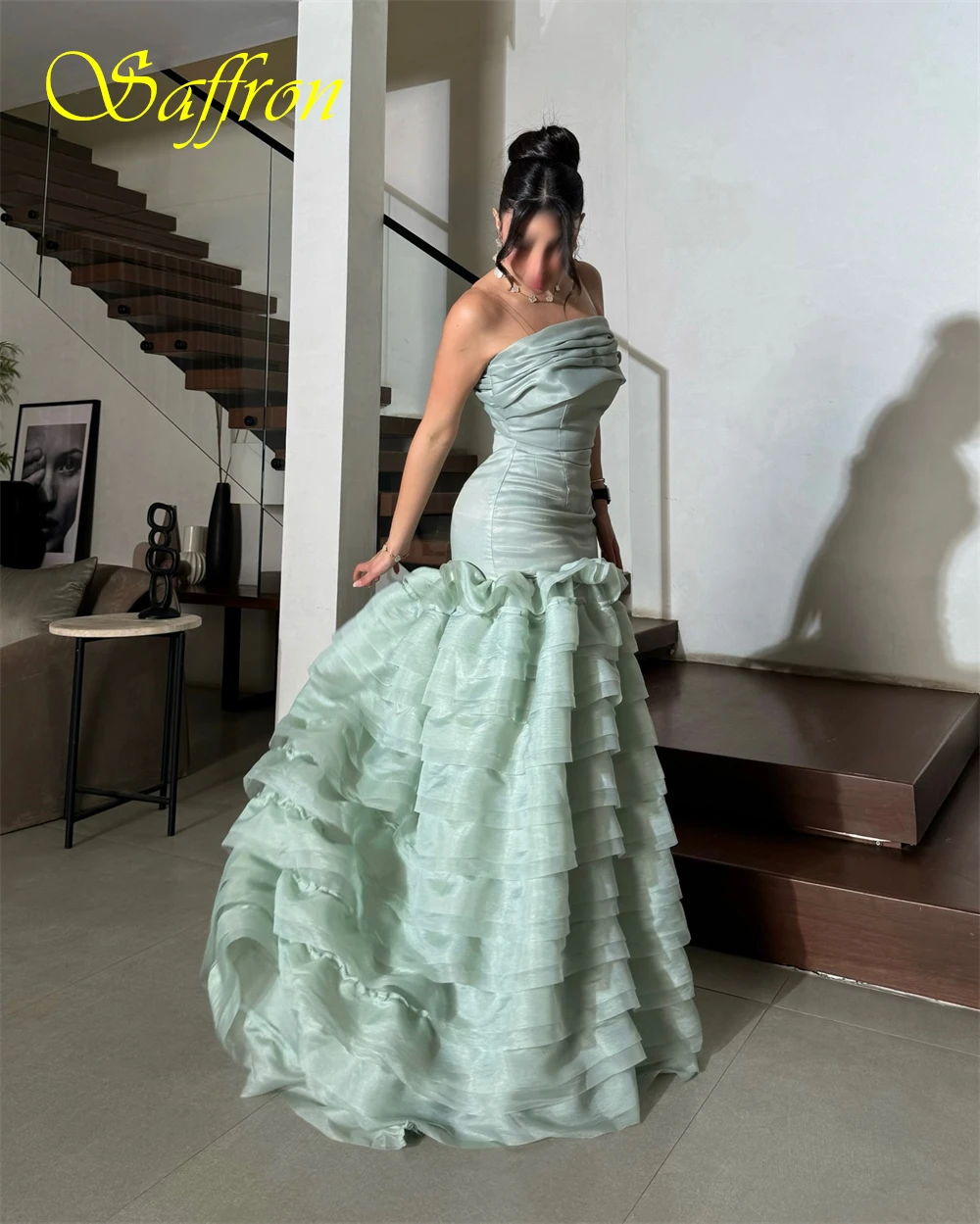 فستان سهرة مخصص بحورية البحر من الأورجانزا بدون حمالات، ثنيات رائعة للحفلات، فساتين مناسبة خاصة بدون ظهر