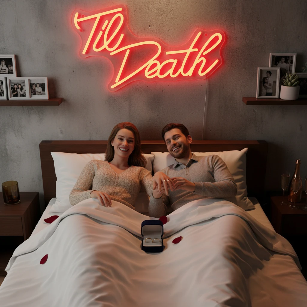 

Неоновая вывеска «До смерти» с USB-питанием, красный настенный светильник, минималистичный, прочный, для декора дома, для спальни/гостиной | Подарок на День святого Валентина