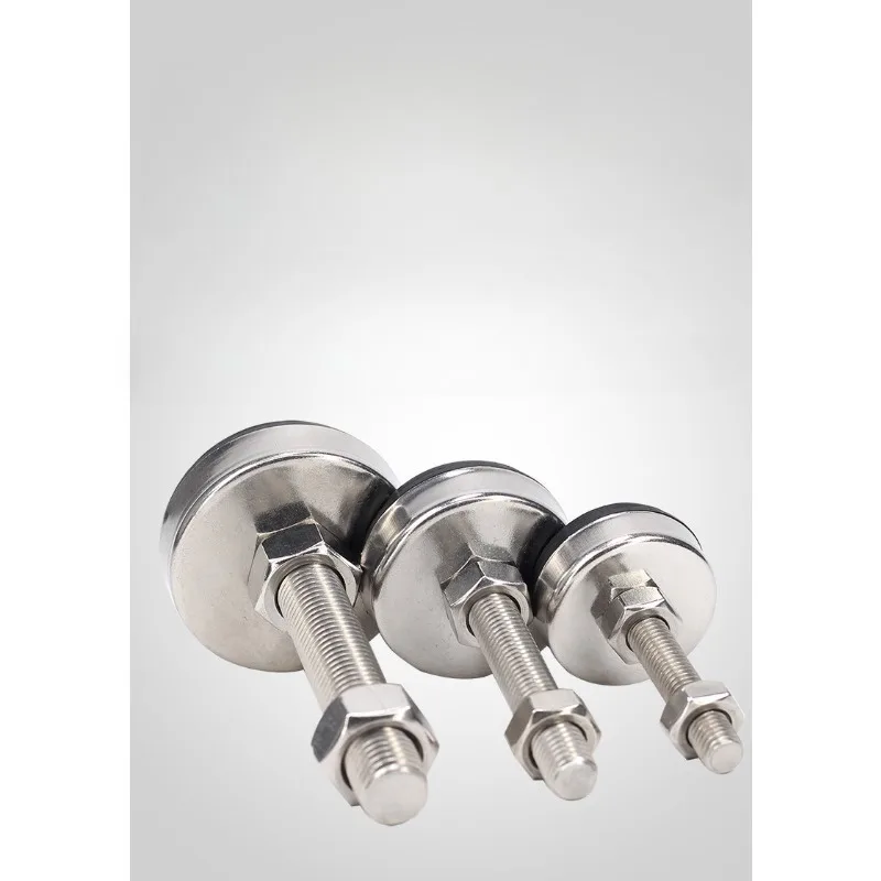 4Pcs Stainless Steel Fixed Adjusting Furniture Foot With M8 M10 M12 M14 Threaded Rubber Seat Anti-Slip Damping Guard Glide Pad