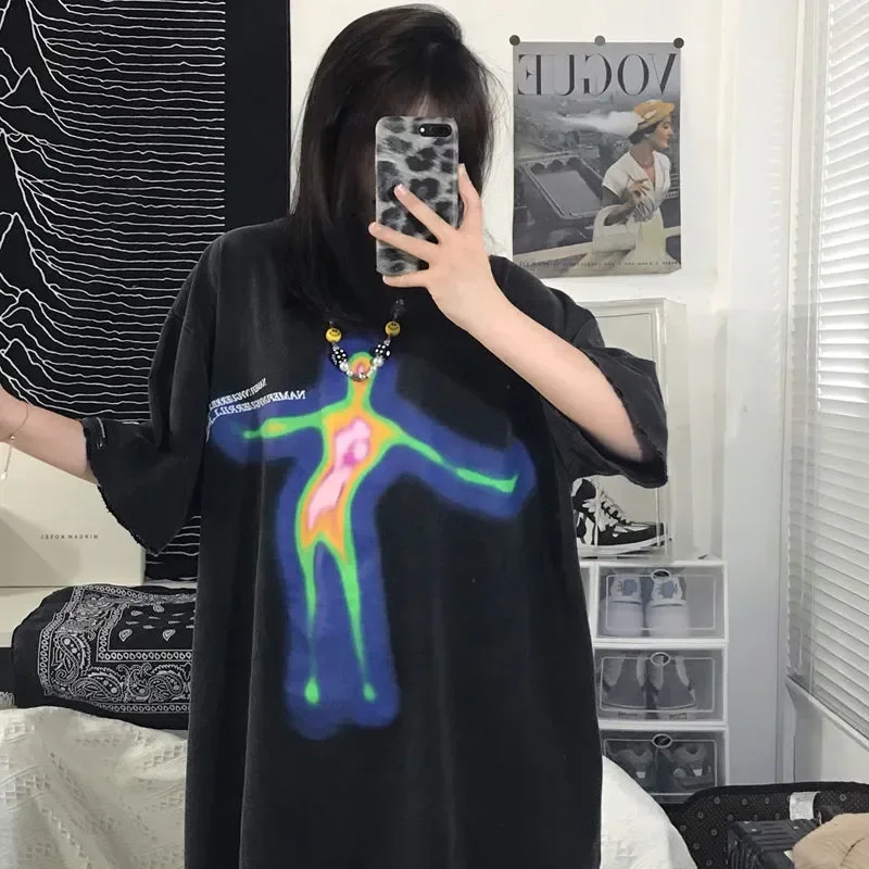 

Anime Oversized T Shirt Women Short Sleeve Hip Hop Harajuku Streetwear Printed Female T-Shirt Spring Loose Goth