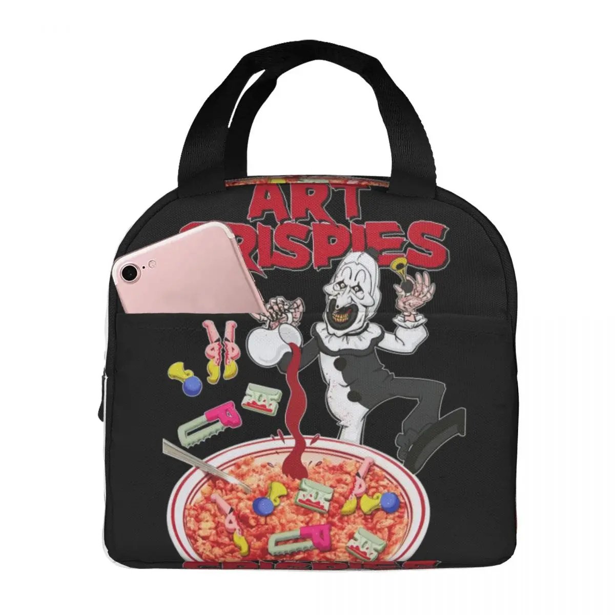 Art Crispies Terrifiers Halloween Horror Movie Insulated Lunch Tote Bag for Women Resuable Thermal Cooler Bento Box Work Travel