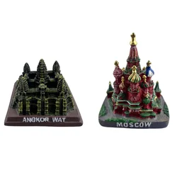 Russia Moscow Red Square Cambodia Angkor Wat Building Figurines Desk Ornaments Building Models Birthday Gifts Miniatures