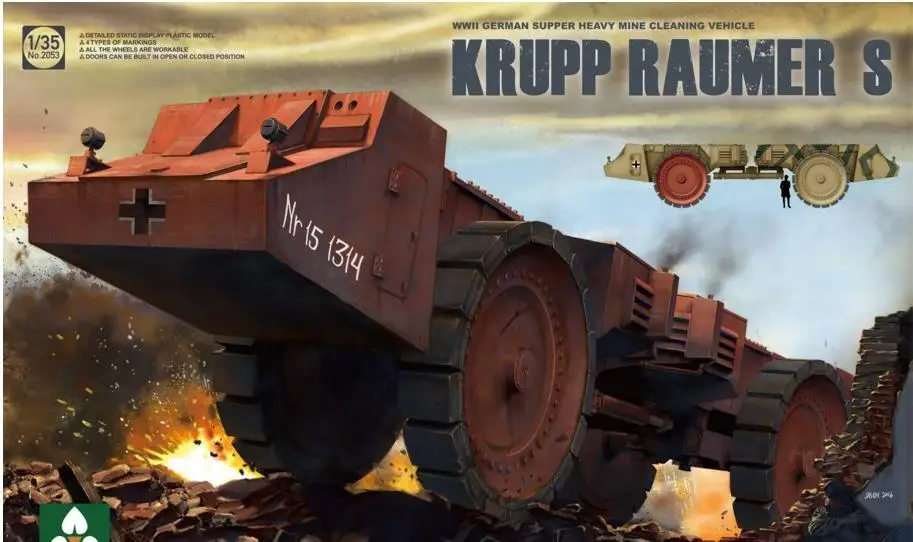 

Takom 2053 1/35 Scale Krupp Rauner S WWII German Super Heavy Mine Clearing Vehicle Model Kit