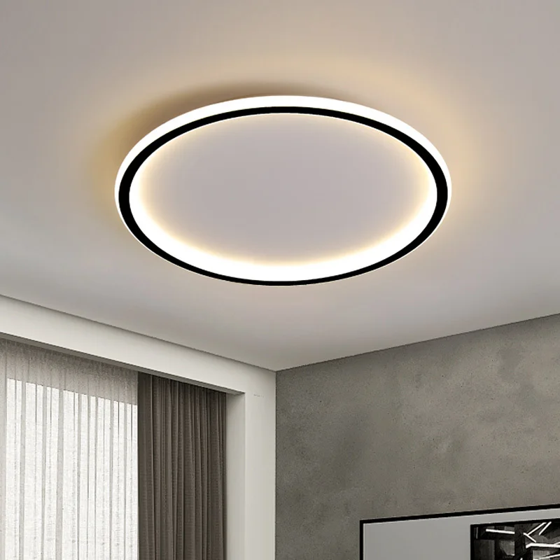 Modern Surface Mounted Led Ring Ceiling Lights Living Room Bedroom Decoration Kitchen Chandeliers Fixtures Black Lamp Dimming