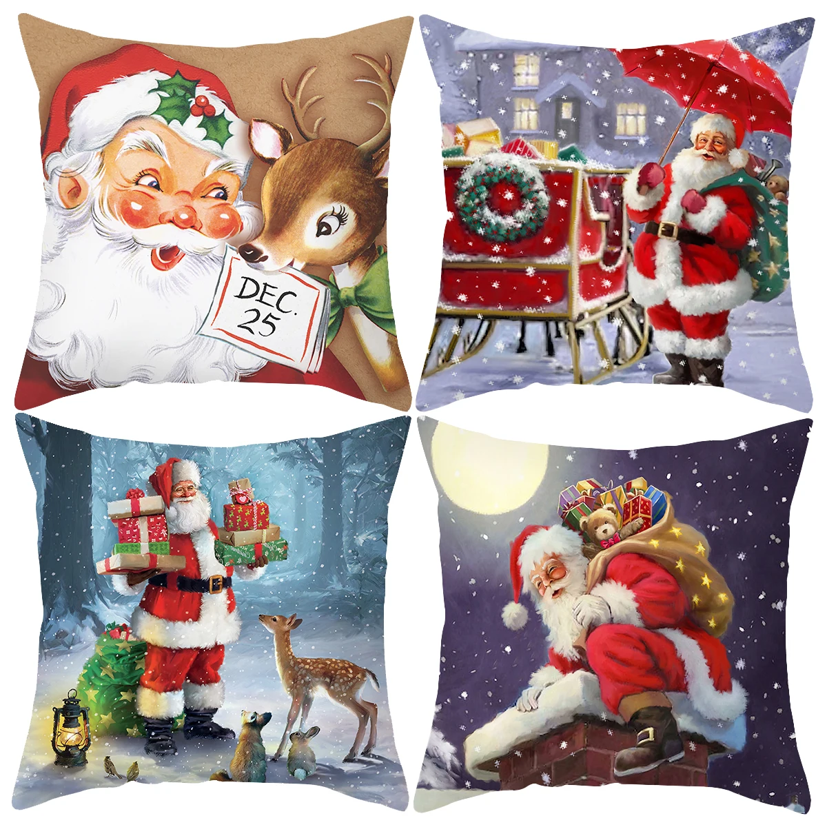 Christmas Cushion Cover Pillowcase Christmas Decorations 2024 for Home Navidad Noel Xmas Gift Christmas Ornaments New Year 2025