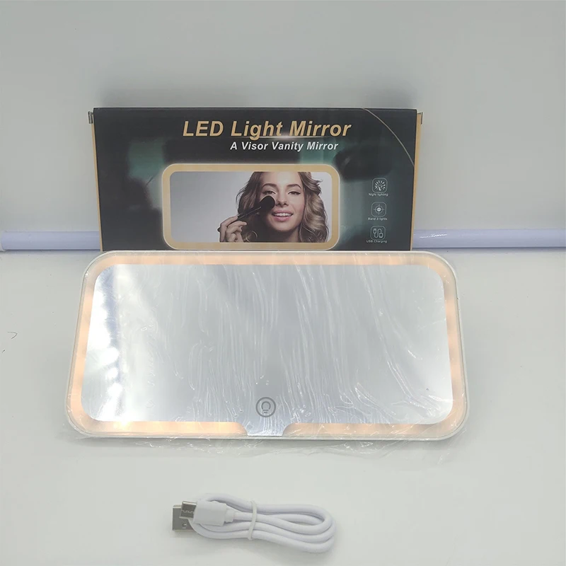 SEAMETAL Car Sun Visor Make Up Mirror Touch Screen Adjustable Brightness 3-Color Switchable Makeup Mirror Charging Vanity Mirror