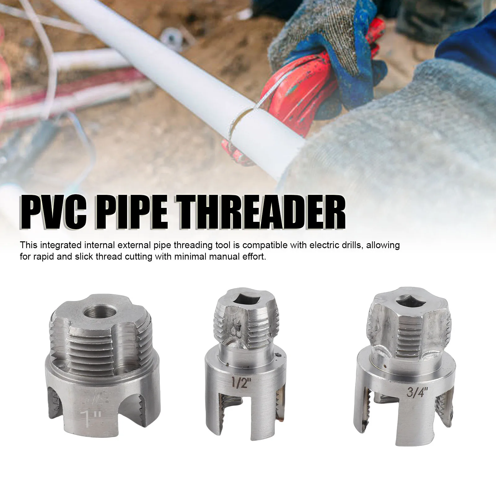 

Integrated Internal External Pipe Threading Tools 1/4in Hex Shank G1/2 G3/4 G1 Pipe Thread Maker Tools Pipe Threading Tool