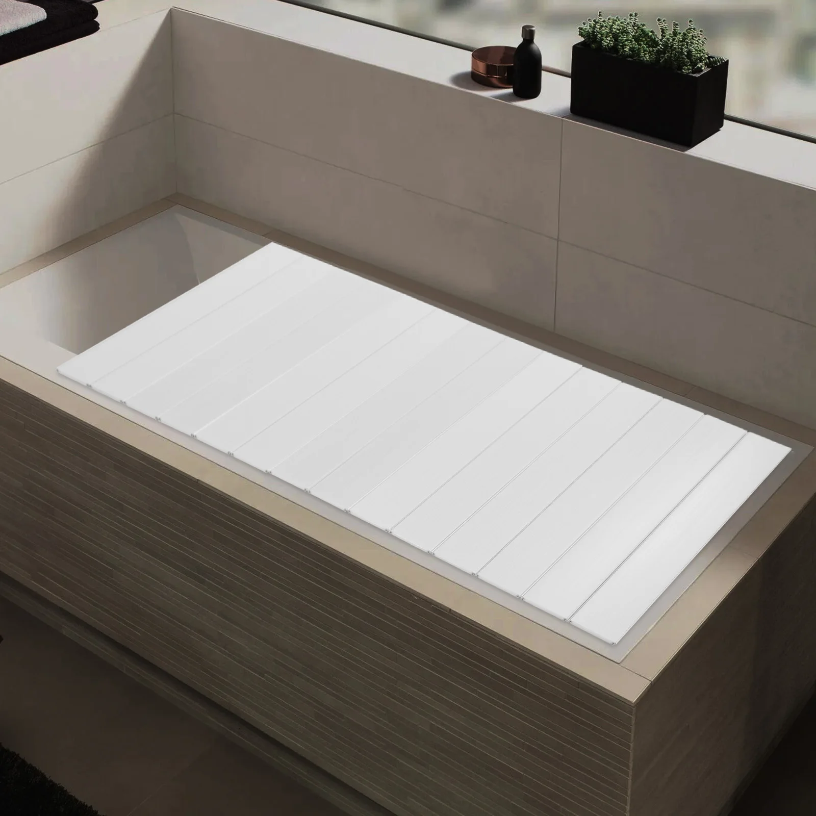 غطاء حوض استحمام من الخشب الأبيض، غطاء حمام قابل للطي، لوح حوض الاستحمام لا تمرغ الاسترخاء، ملحقات السبا، أقصى حمولة 5 كجم/11 رطل