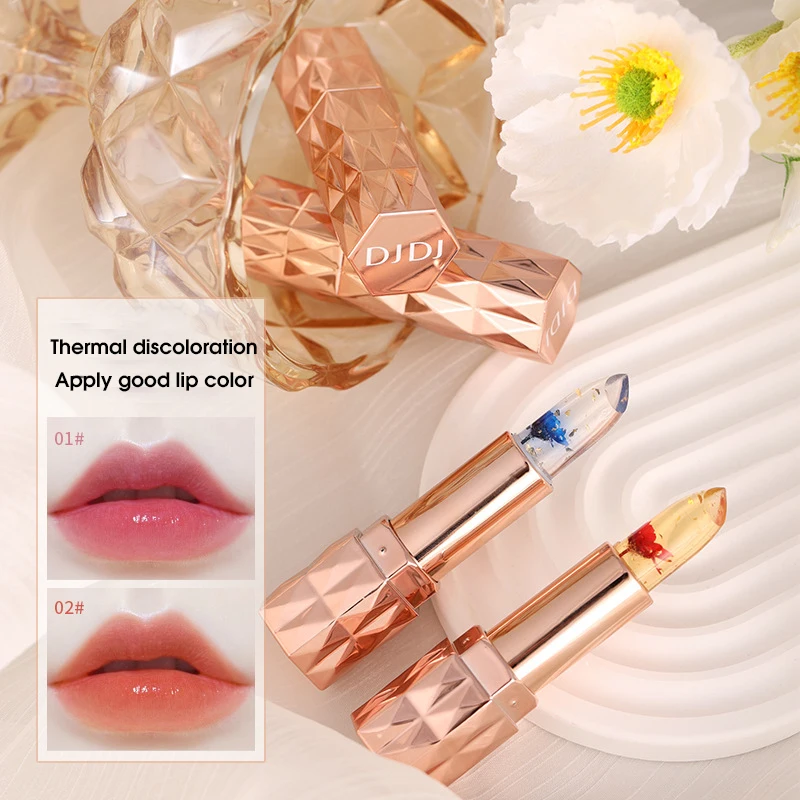 Jelly color-changing lipstick, warm and long-lasting, moisturizing and not easy to stick to the cup of flower lip balm