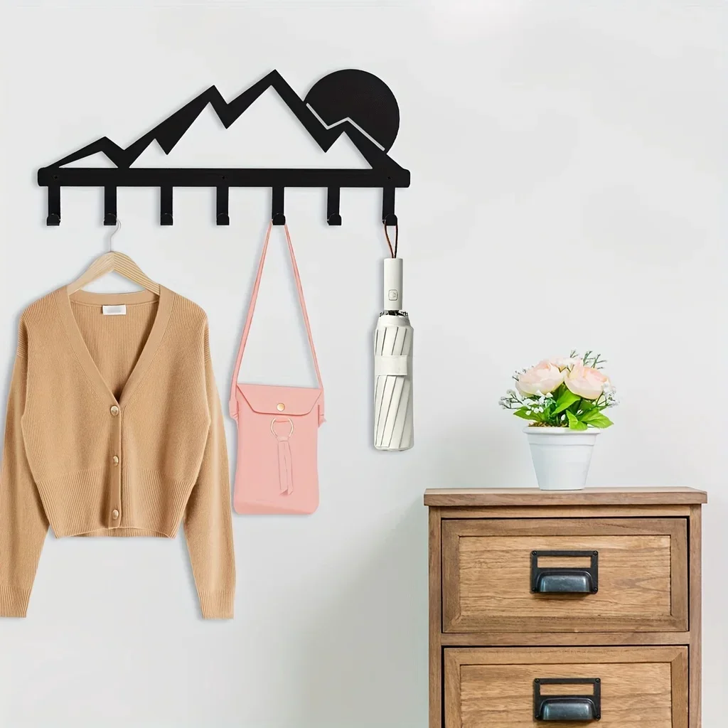 

metal iron Multi-Purpose Mountain Sunrise Coat Hooks Organizing Keys Clothes Towels Use Multi-functional Hangers Towel Rack Coat