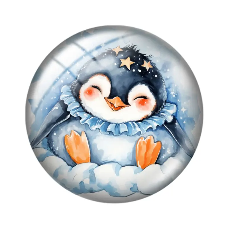 طفل البطريق Clipart حزمة 10p 12 مللي متر/18 مللي متر/20 مللي متر/25 مللي متر صورة مستديرة الزجاج كابوشون ظهر مسطح صنع النتائج مجوهرات #6