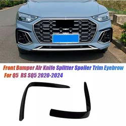 For Audi Q5 SQ5 2020-2024 & Sportbackport Front Bumper Lip Spoiler Splitter Side Air Inlet Vent Canards Trim Sticker Body Kit