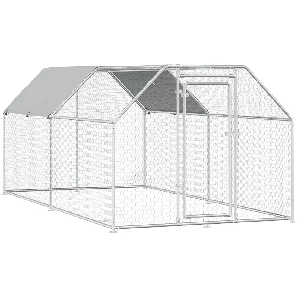 

Bold Chicken Coop Run Large Metal Chicken Pen Outdoor, Poultry Cage Flat Shape Coop, Heavy Duty Walkin Waterproof, Chicken Runs