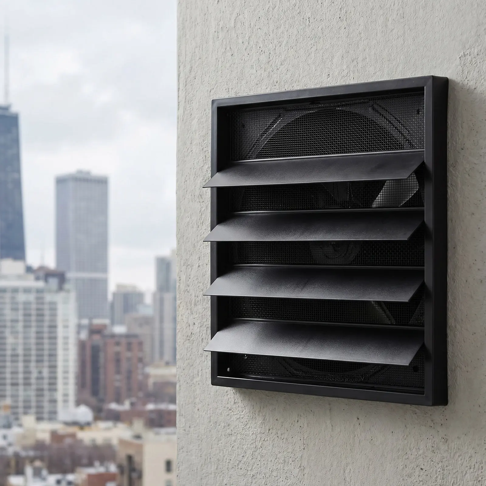 Square ABS Plastic Louver Vent Cover Wall Outlet 7.87 Vent Opening 8.94 Ac Exhaust Bathroom Ventilation Fan Cover