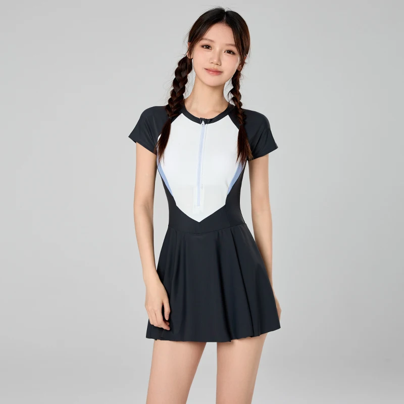 Costume da bagno per ragazze Costume da bagno intero per bambini con gonna Costume da bagno a maniche corte 8-14 Costume da bagno estivo Sport da spiaggia