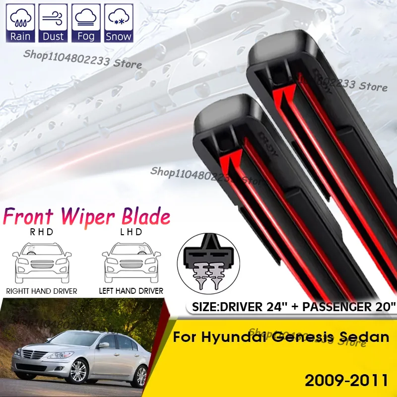 

Front Windshield Wiper Cleaning Double-layer Blade For Hyundai Genesis Sedan 2009-2011 Windshield Windscreen Front Window Blades