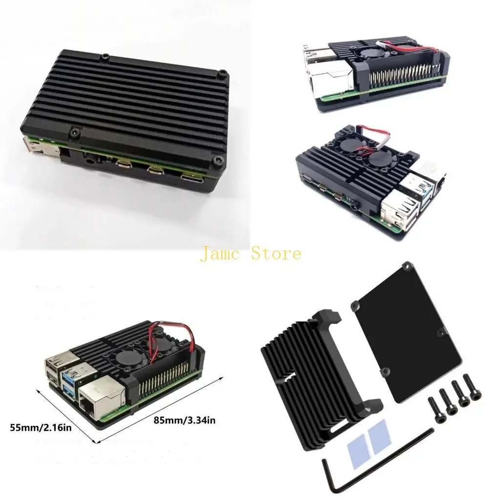 

LX0B Efficient Cooling Aluminum Armors Case Enclosure Double Fan for Raspberry Pi4B