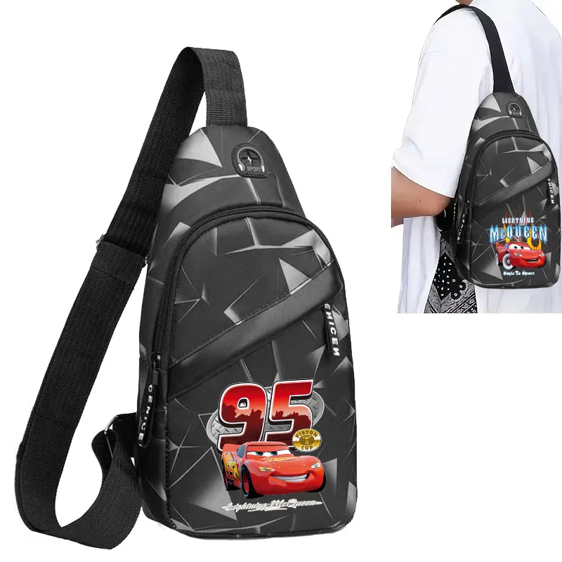 Cute Cars Pixar Lightning McQueen Men's Chest Bags New Fashion Version Crossbody Bag Outdoor Sports Casual Backpack Trend Chest