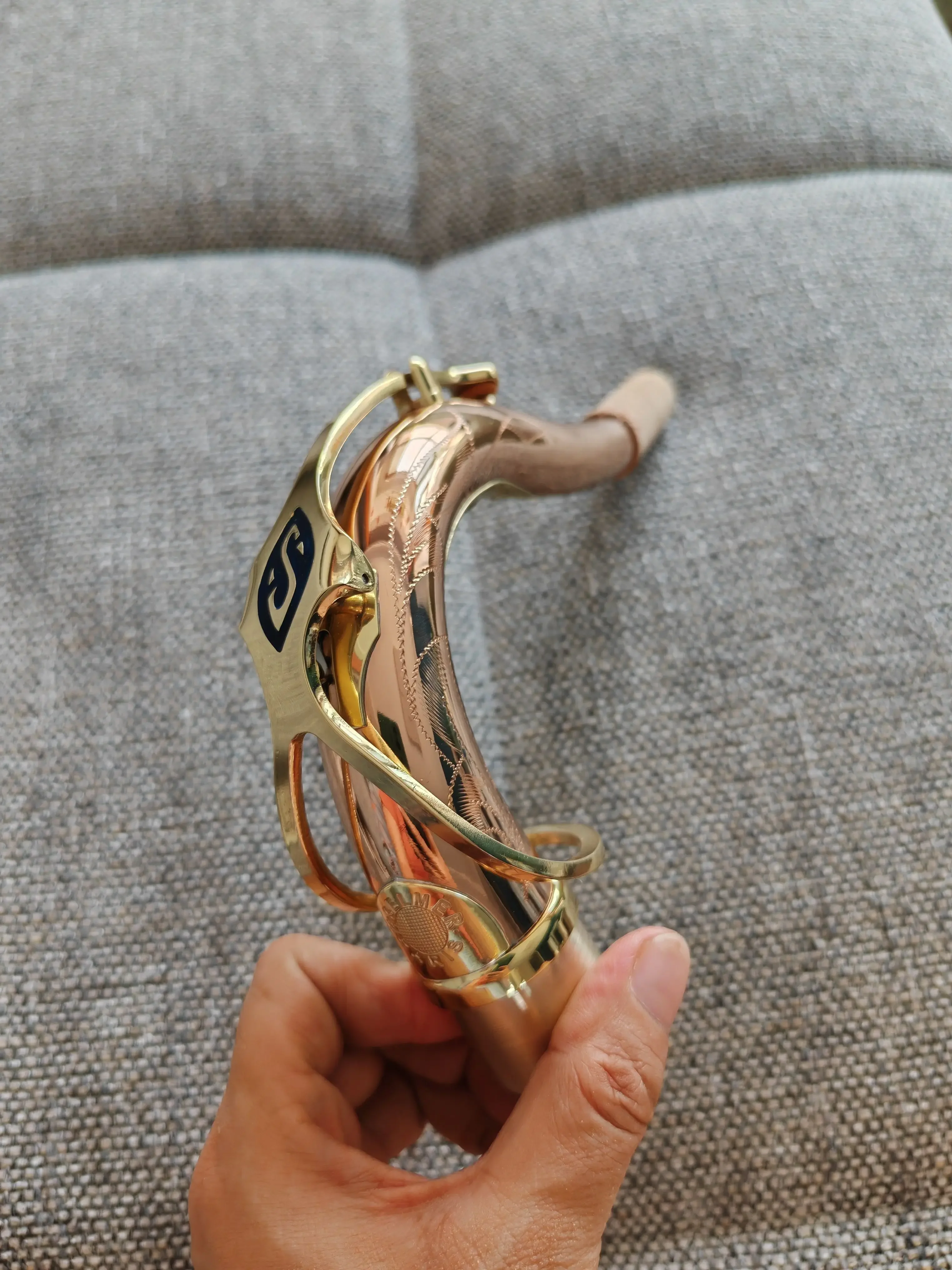 Cuello curvo tenor para saxofón, mástil curvo de bronce fosforado plano B, buena calidad de sonido