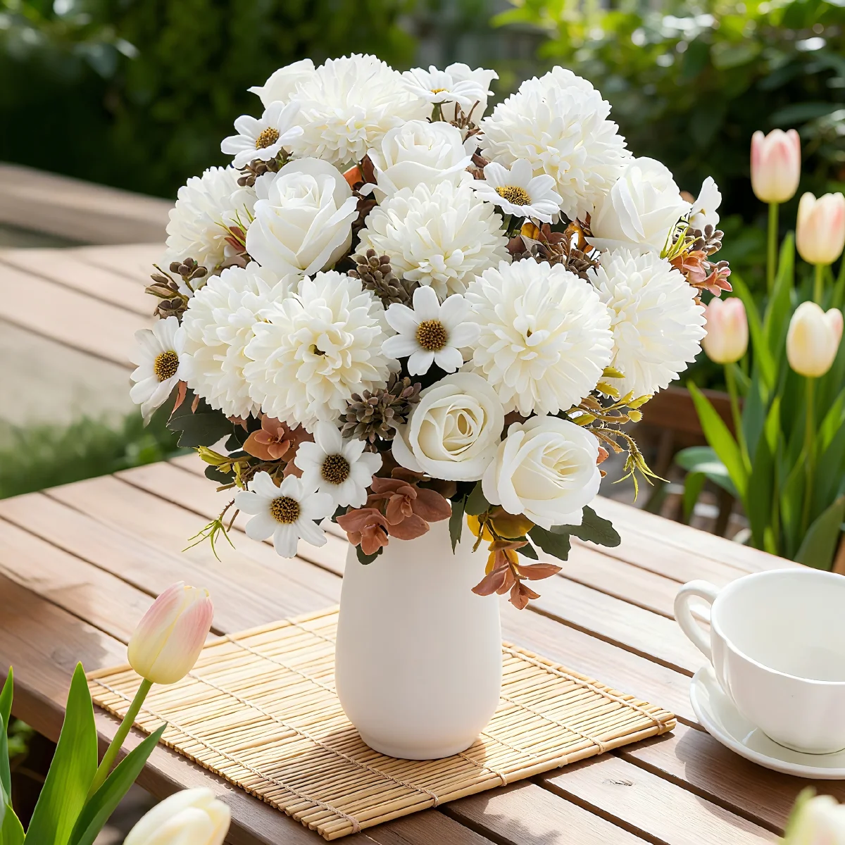 

Silk Rose Artificial Flowers Wedding Home Room Festival Decor Yard Garland Bridal Bouquet Table Vase Photography DIY Gifts Props